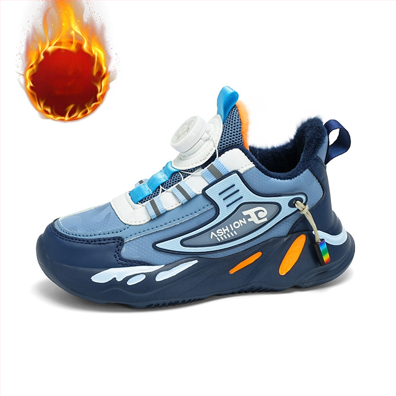 2023. gada rudens un ziemas ādas ūdensnecaurlaidīgi bērnu apavi zēnu sporta apavi neslīdoši vidēja un liela izmēra bērni ar rotējošu sprādzi un flīsa oderi
