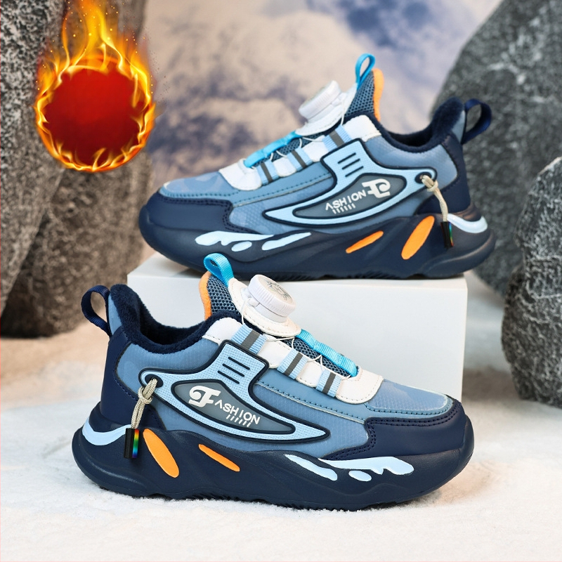 2023. gada rudens un ziemas ādas ūdensnecaurlaidīgi bērnu apavi zēnu sporta apavi neslīdoši vidēja un liela izmēra bērni ar rotējošu sprādzi un flīsa oderi