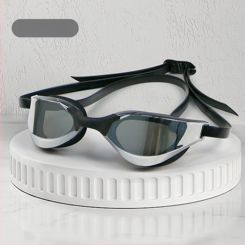 Kryžminio veidrodžio lenktyniniai plaukimo akiniai, galvanizuotos spalvingos akių apsaugos, vandeniui atsparios, nerūkančios, profesionalios treniruotės, lenktyninių plaukimo akinių krepšys