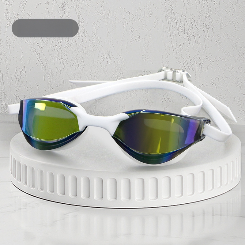 Kryžminio veidrodžio lenktyniniai plaukimo akiniai, galvanizuotos spalvingos akių apsaugos, vandeniui atsparios, nerūkančios, profesionalios treniruotės, lenktyninių plaukimo akinių krepšys