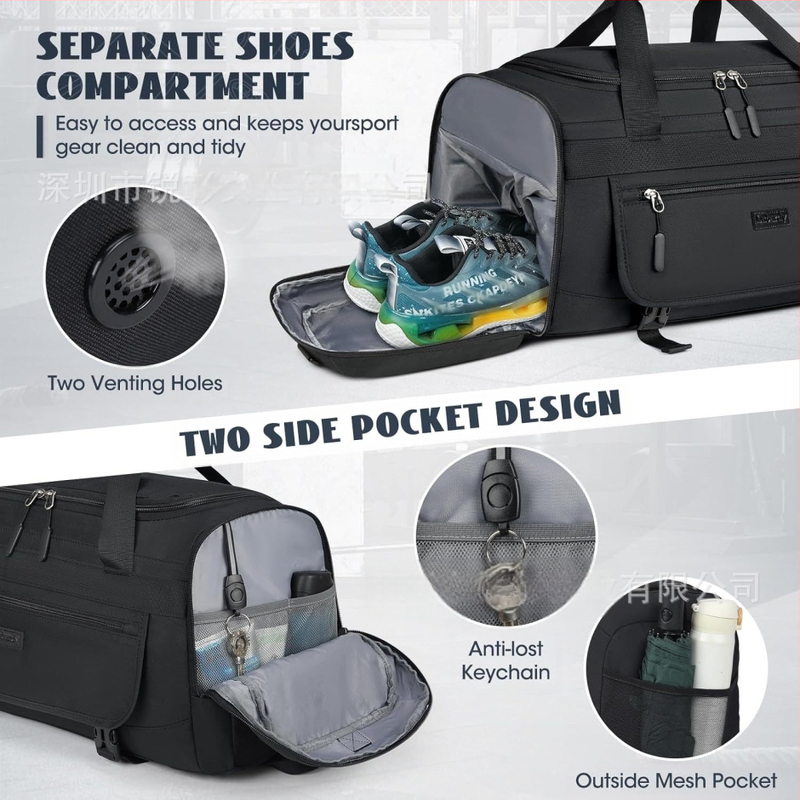 Mitrās un sausās atdalīšanas fitnesa soma, pārrobežu, Oksfordas auduma uzglabāšanas soma, īpaši viegla ceļojumu soma, bagāžas soma, jogas soma, antibakteriāla, ūdensizturīga