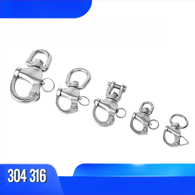 Въртяща се пружинна скоба от неръждаема стомана 304/316, аксесоари за морски хардуер, каишка, бързо освобождаваща се скоба, заключване на връзката