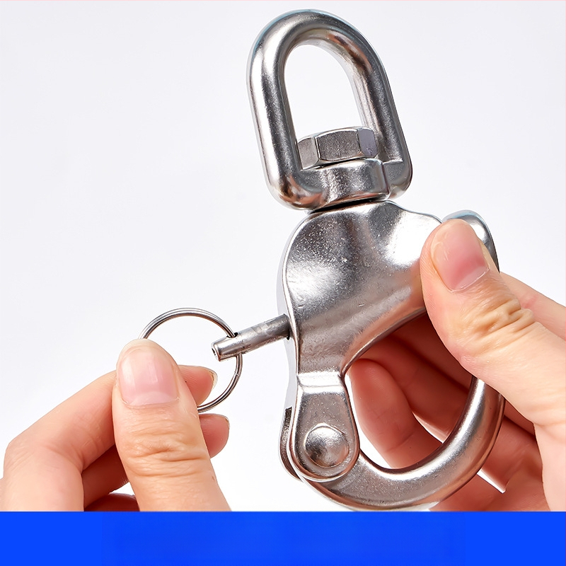 Въртяща се пружинна скоба от неръждаема стомана 304/316, аксесоари за морски хардуер, каишка, бързо освобождаваща се скоба, заключване на връзката