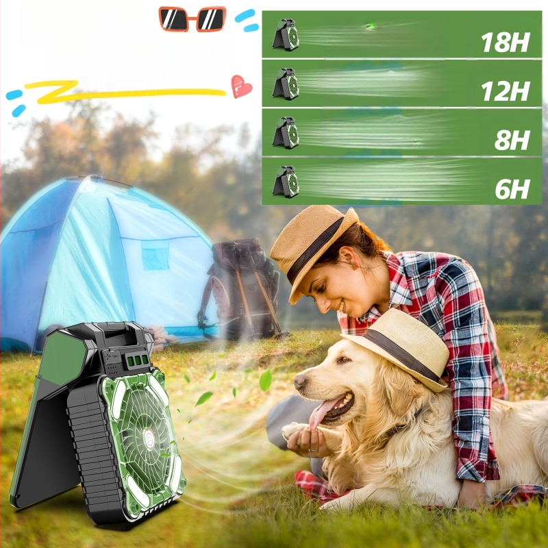 Kültéri napelemes ventilátor lámpa hordozható kempingezéshez horgászathoz USB kettős célú töltőventilátor energiatakarékos hűvös nyár