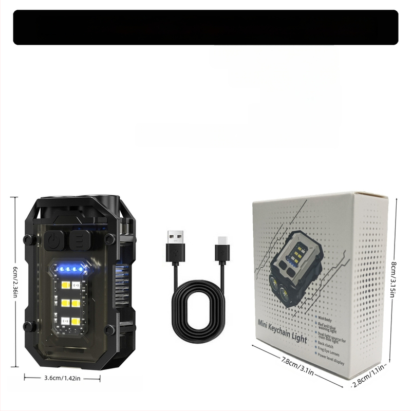 Kültéri Edc zseblámpa kulcstartó lámpa többfunkciós újratölthető kültéri munkalámpa három fényforrású hordozható erős fényű zseblámpa