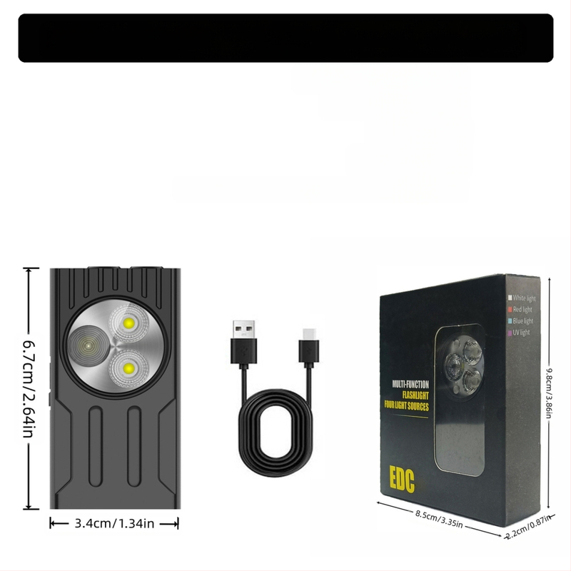 Kültéri Edc zseblámpa kulcstartó lámpa többfunkciós újratölthető kültéri munkalámpa három fényforrású hordozható erős fényű zseblámpa