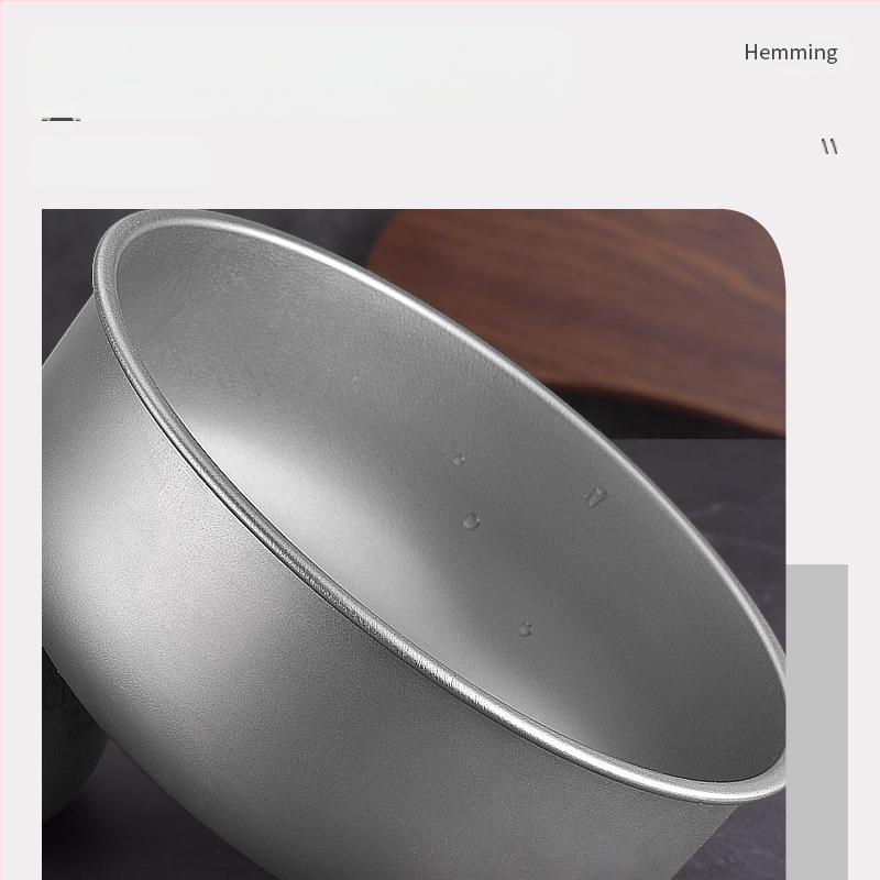 Rūpnīcas noieta tīra titāna bļoda, āra kempinga titāna bļoda, lauka galda piederumi, pārnēsājama, sakrauta titāna bļoda