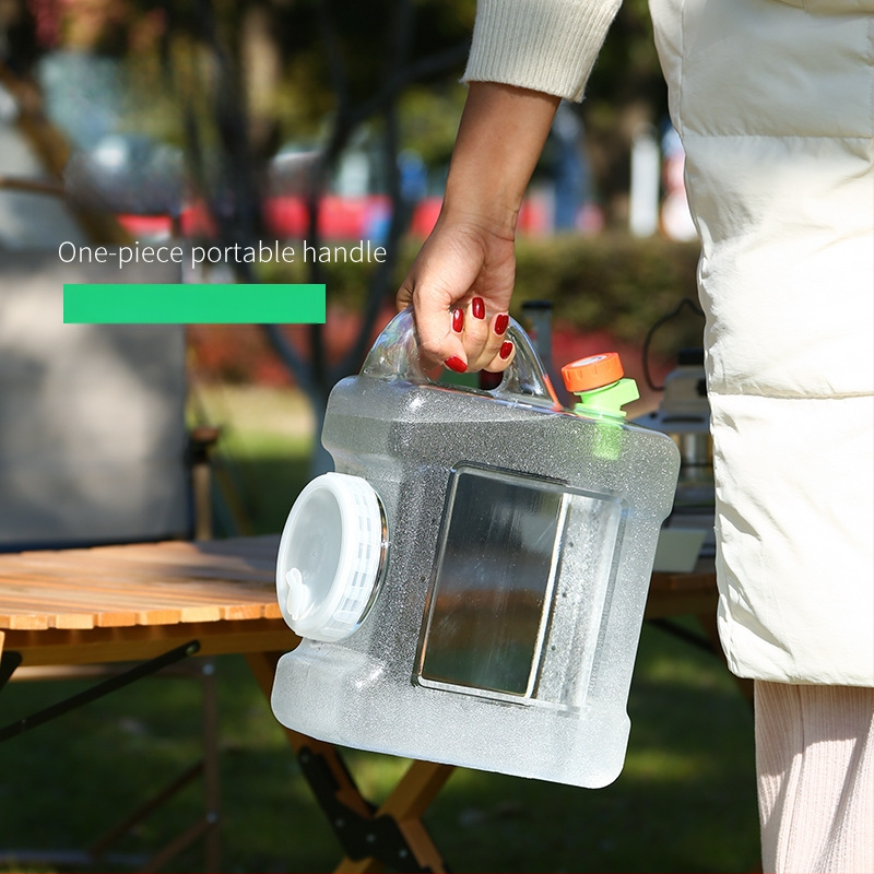 Kültéri átlátszó vödör csapteleppel, autós kemping stílusú önvezető túra, ásványvíz, tiszta ivóvíz tároló, víztároló tartály