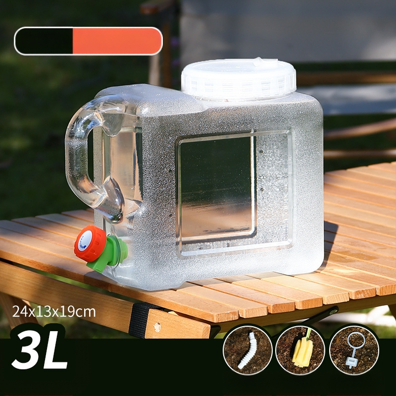 Kültéri átlátszó vödör csapteleppel, autós kemping stílusú önvezető túra, ásványvíz, tiszta ivóvíz tároló, víztároló tartály