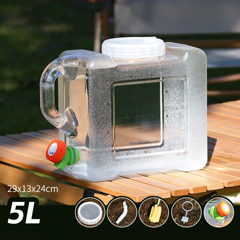 Kültéri átlátszó vödör csapteleppel, autós kemping stílusú önvezető túra, ásványvíz, tiszta ivóvíz tároló, víztároló tartály