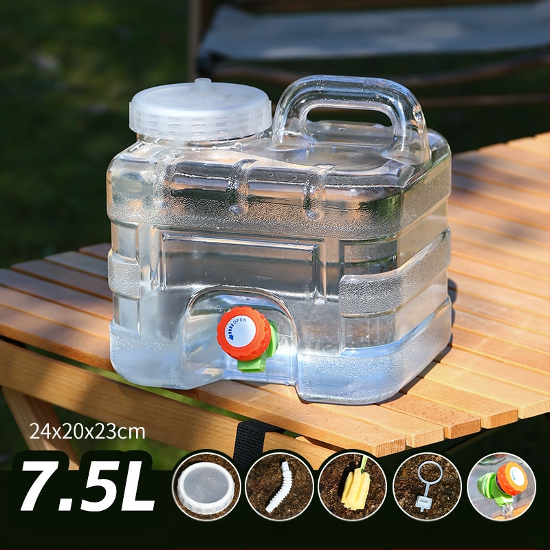 Kültéri átlátszó vödör csapteleppel, autós kemping stílusú önvezető túra, ásványvíz, tiszta ivóvíz tároló, víztároló tartály