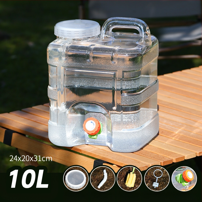 Kültéri átlátszó vödör csapteleppel, autós kemping stílusú önvezető túra, ásványvíz, tiszta ivóvíz tároló, víztároló tartály