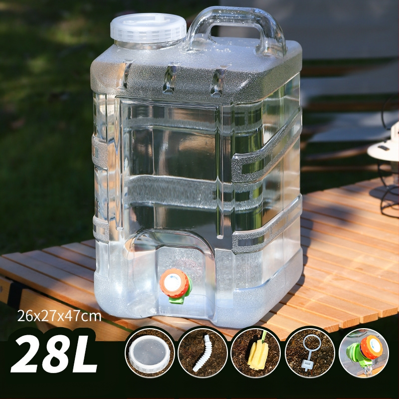 Kültéri átlátszó vödör csapteleppel, autós kemping stílusú önvezető túra, ásványvíz, tiszta ivóvíz tároló, víztároló tartály