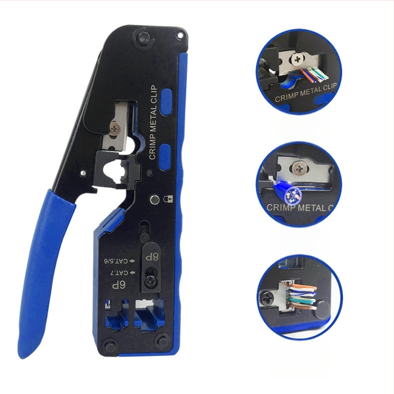 Buitinės daugiafunkcinės 6p8p tinklo vielos replės, tarpvalstybinės, profesionalios, pilnai veikiančios, krištolinės galvutės, išmaniosios vielos presavimo replės, tinklo vielos replės