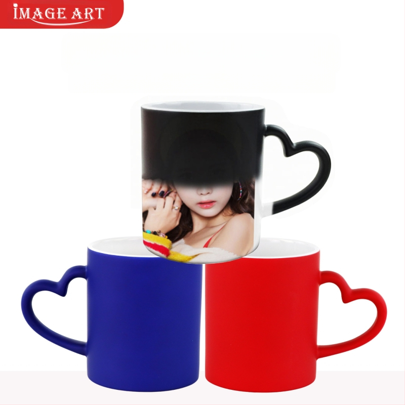Soojusülekande tass isikupärastatud loominguline trükkimine fotograafiline pilt südame kruus armastus jäätunud värvimuutus kinketass