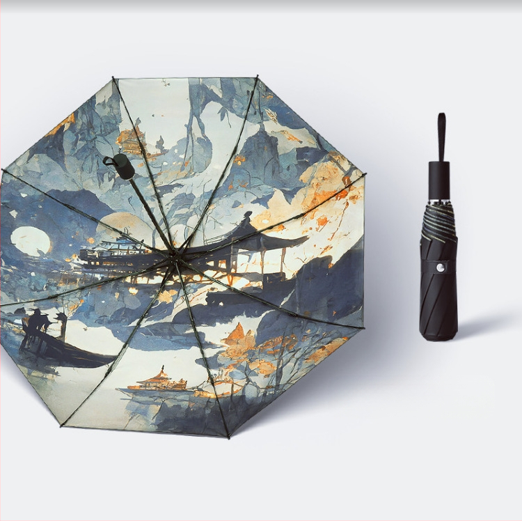 Japoniško stiliaus skėtis, literatūrinis skėtis, mažas, šviežias vinilo, retro stiliaus, sulankstomas, lengvas, nešiojamas studentų skėtis, automatinis, 70 % nuolaida saulės skėčiui