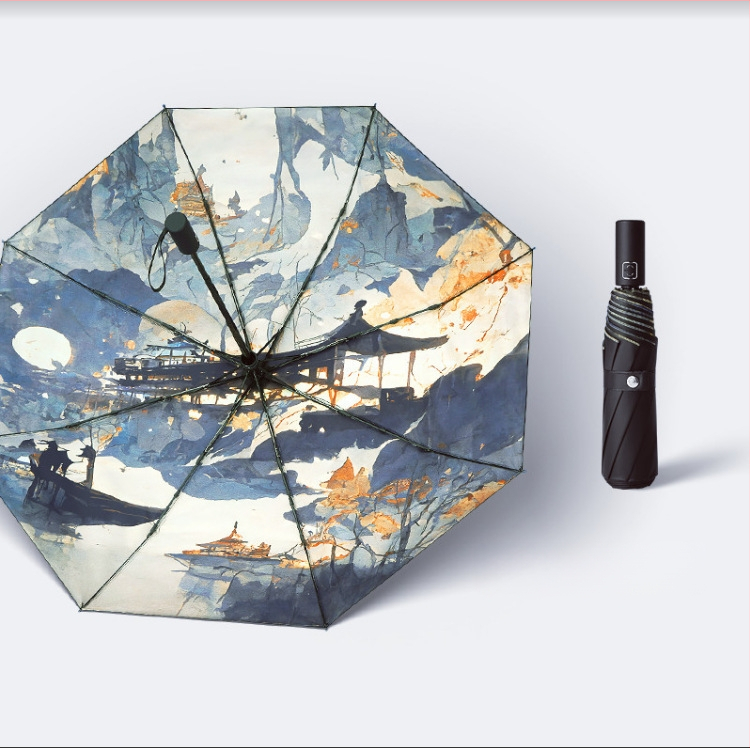 Japoniško stiliaus skėtis, literatūrinis skėtis, mažas, šviežias vinilo, retro stiliaus, sulankstomas, lengvas, nešiojamas studentų skėtis, automatinis, 70 % nuolaida saulės skėčiui