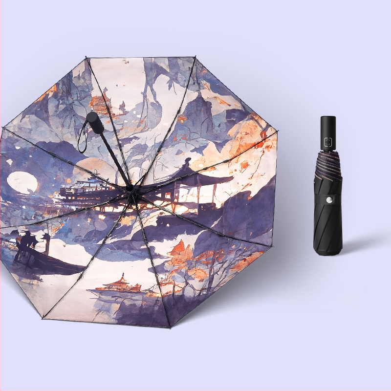 Japoniško stiliaus skėtis, literatūrinis skėtis, mažas, šviežias vinilo, retro stiliaus, sulankstomas, lengvas, nešiojamas studentų skėtis, automatinis, 70 % nuolaida saulės skėčiui