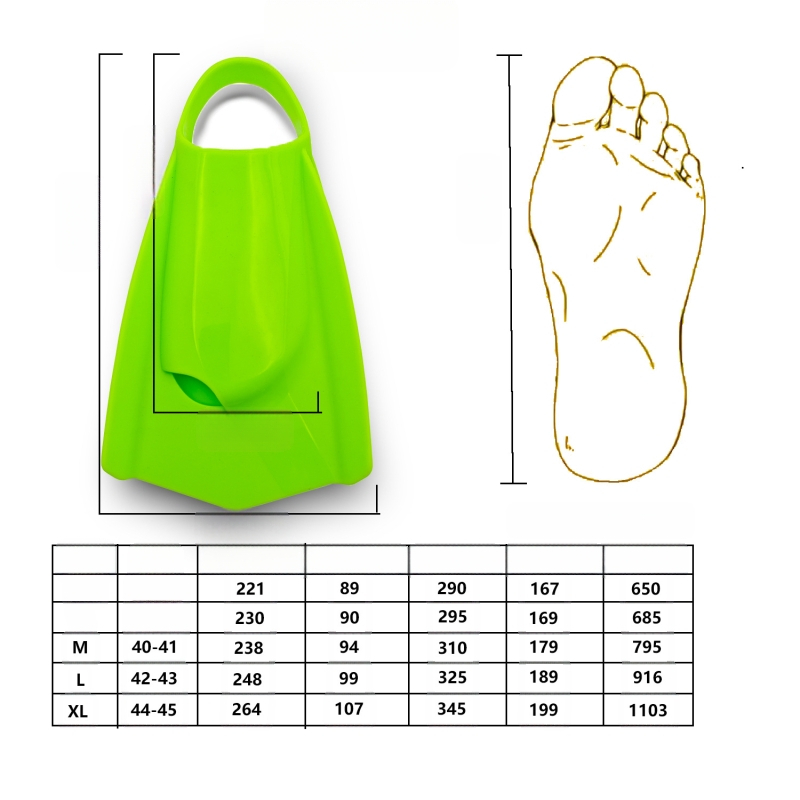 Piiriülesed lestad, silikoonist ujumislestad, treeninglestad, vabaujumise käsilestad