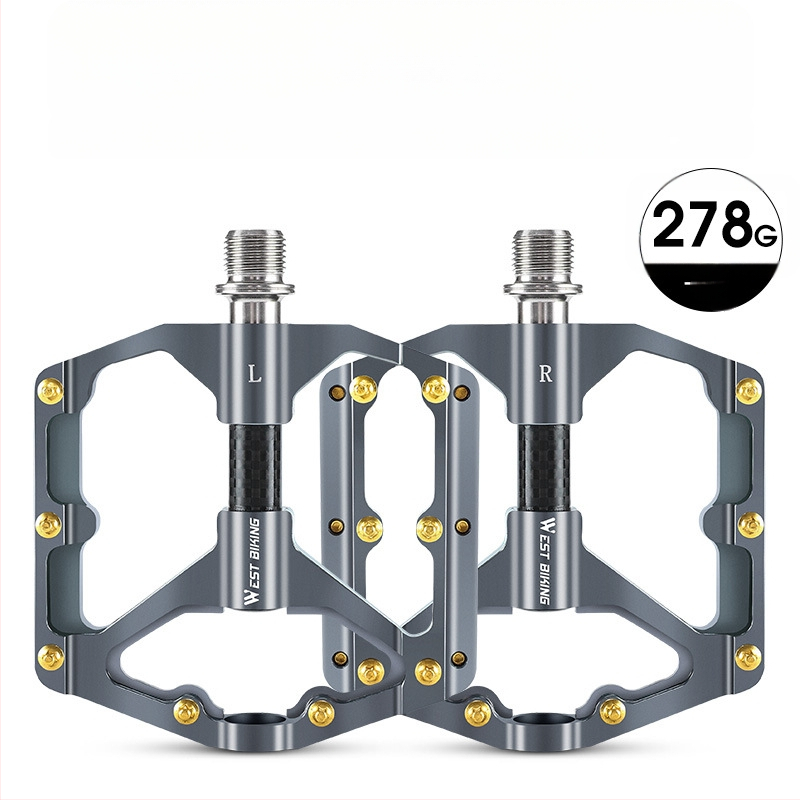 WEST BIKING 3 Peilin pedalas su anglies pluošto veleno įvore kalnų dviračio važiavimo pedalu 3 Peilin pedalas poliruotas paviršius