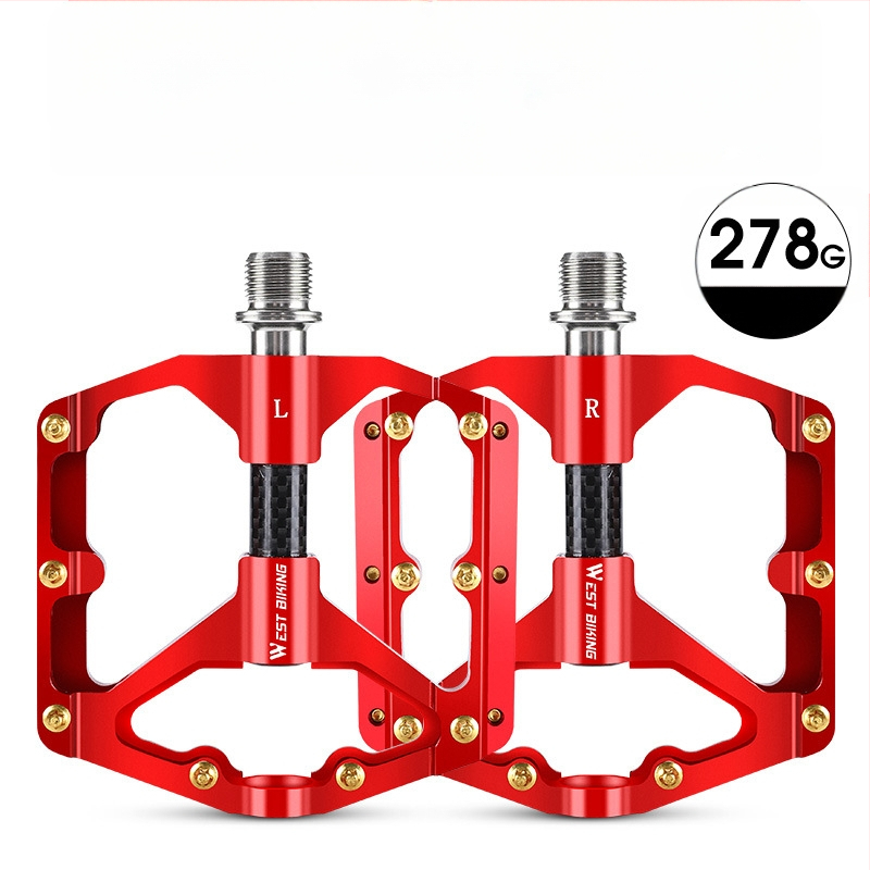 WEST BIKING 3 Peilin pedalas su anglies pluošto veleno įvore kalnų dviračio važiavimo pedalu 3 Peilin pedalas poliruotas paviršius