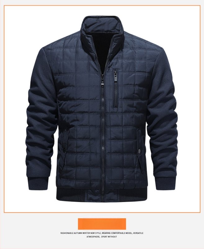 Férfi őszi-téli, szélálló, határokon átnyúló téli [steppelt], négyzet alakú, steppelt baseballgalléros dzseki, új, üzleti, szélálló, szabadidős külső viseletre.