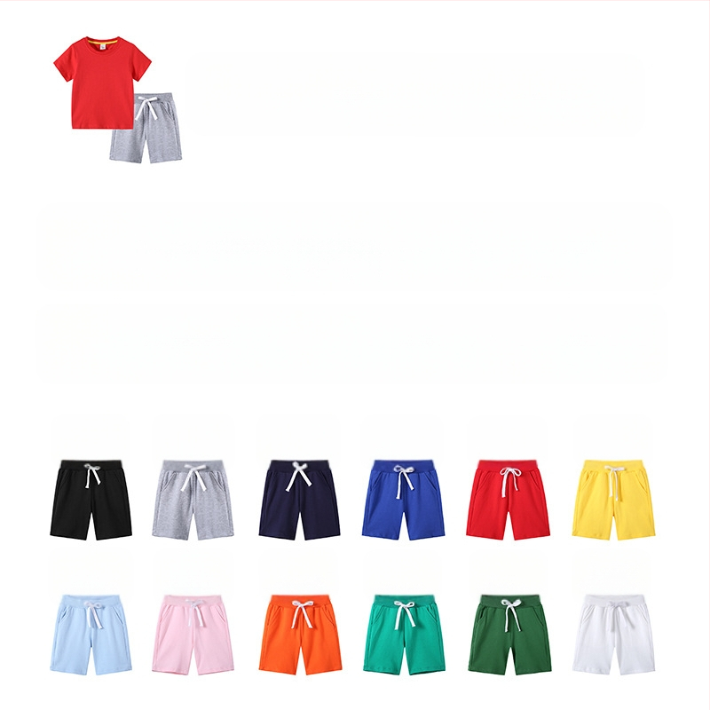 Gyerek fiú póló nyári új félujjú gyermekruházat diákoknak koreai pamut lányok rövid ujjú nadrág kétrészes öltöny