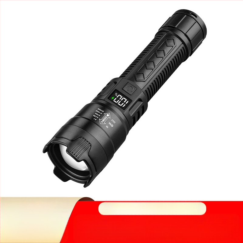 Határokon átnyúló LED zseblámpa újratölthető hordozható erős fényű, hosszú élettartamú fehér lézerfény kültéri szuperfényes multifunkcionális munkalámpa