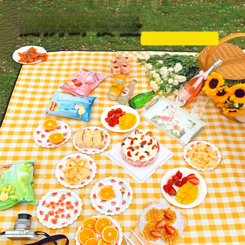 Piknikumatt Niiskuskindel matt Välispiknikumatt Veekindel Paksendatud Oxfordi riie PE Mittekootud Käekott Piknikuriie