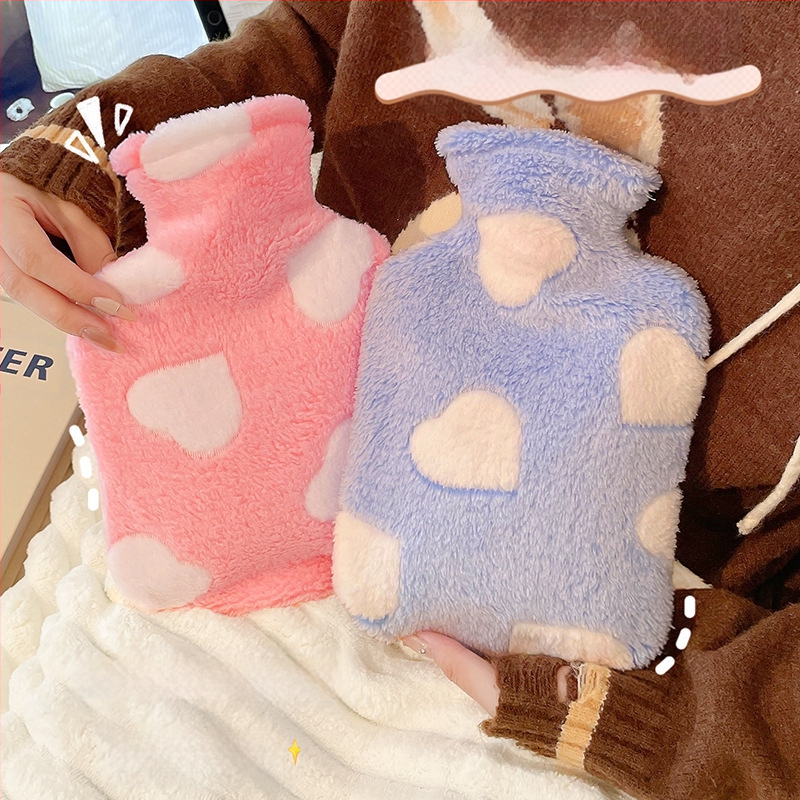 Didelės talpos nuimamas plaunamas mielas nešiojamas didelis dydis karšto vandens maišelis pliušinis šilto vandens maišelis triušio plaukų vandens įpurškimas meilė širdelė šilta ranka lobis