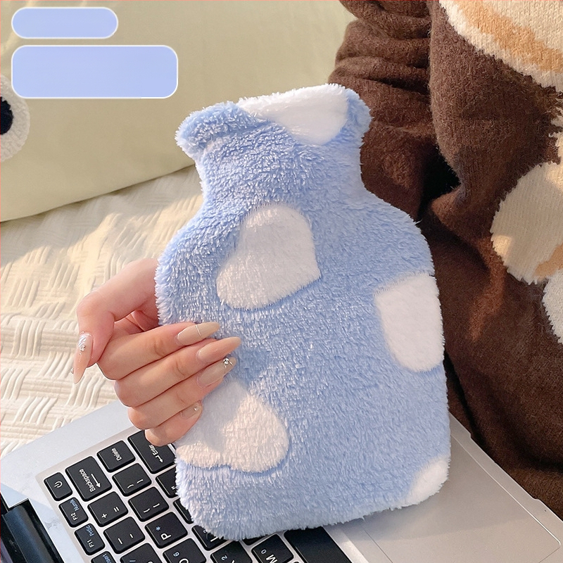 Didelės talpos nuimamas plaunamas mielas nešiojamas didelis dydis karšto vandens maišelis pliušinis šilto vandens maišelis triušio plaukų vandens įpurškimas meilė širdelė šilta ranka lobis