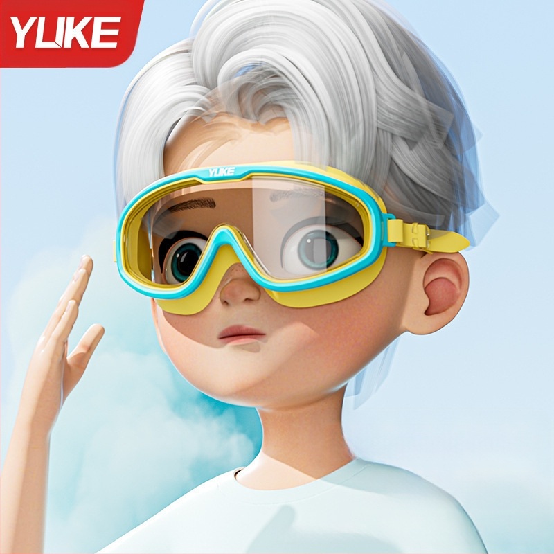 Vaikiški plaukimo akiniai, didelio rėmo, HD, atsparūs rasojimui, vandeniui, berniukams, nardymo profesionalams, plaukimo kepuraitei, tinkantys mergaitėms, plaukimo akiniai