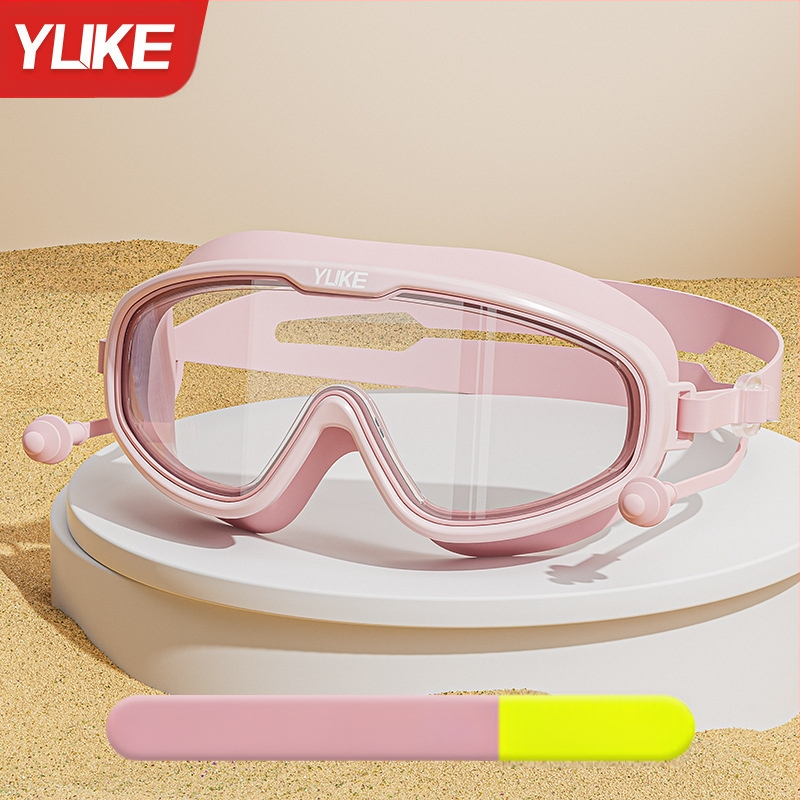 Vaikiški plaukimo akiniai, didelio rėmo, HD, atsparūs rasojimui, vandeniui, berniukams, nardymo profesionalams, plaukimo kepuraitei, tinkantys mergaitėms, plaukimo akiniai