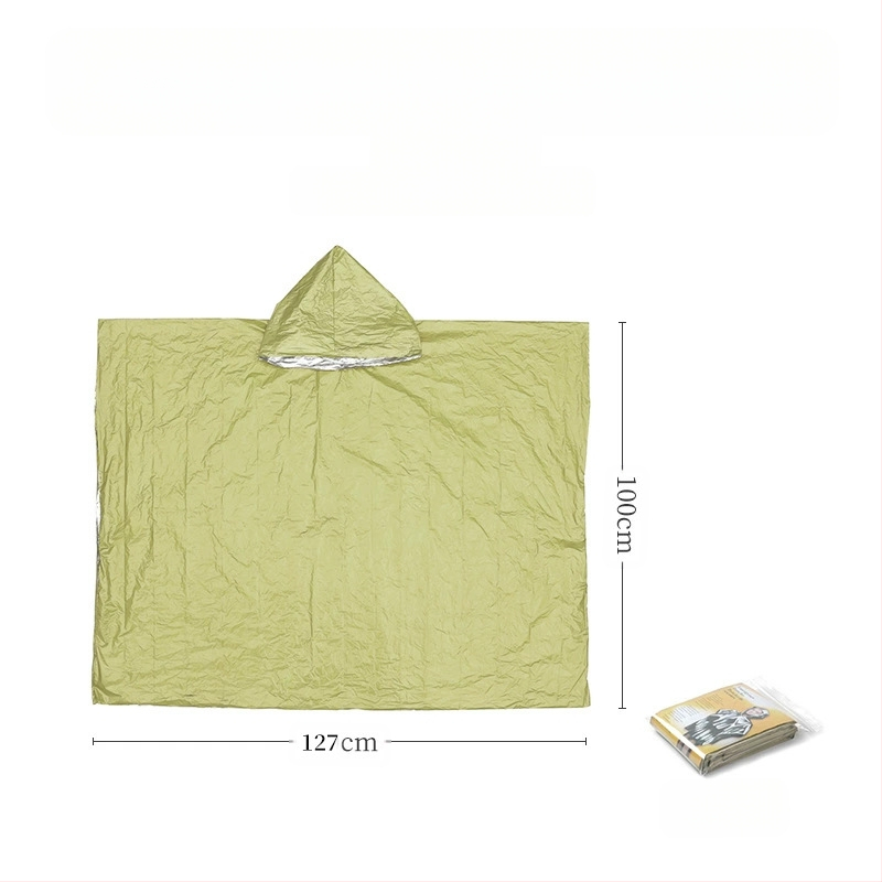 Kültéri vészhelyzeti esőkabát Pe alumínium fólia szigetelő esőkabát túrázáshoz, hegymászáshoz, kerékpározáshoz, kempingezéshez, poncsóhoz, sátorhoz, hálózsákhoz