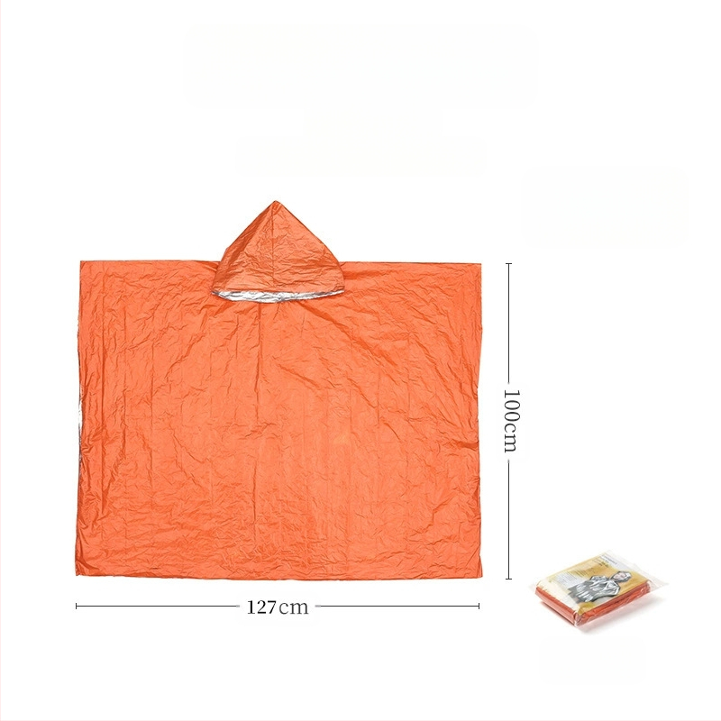 Kültéri vészhelyzeti esőkabát Pe alumínium fólia szigetelő esőkabát túrázáshoz, hegymászáshoz, kerékpározáshoz, kempingezéshez, poncsóhoz, sátorhoz, hálózsákhoz