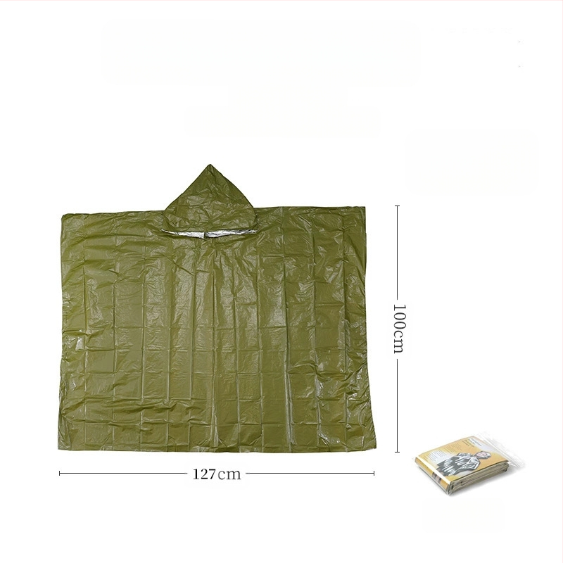 Kültéri vészhelyzeti esőkabát Pe alumínium fólia szigetelő esőkabát túrázáshoz, hegymászáshoz, kerékpározáshoz, kempingezéshez, poncsóhoz, sátorhoz, hálózsákhoz