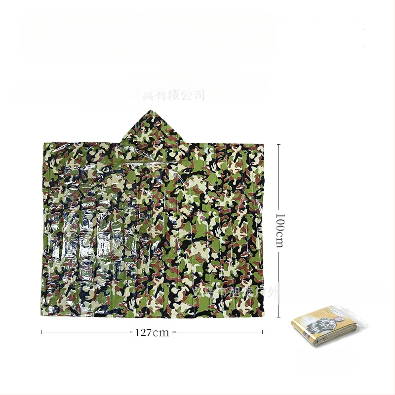 Kültéri vészhelyzeti esőkabát Pe alumínium fólia szigetelő esőkabát túrázáshoz, hegymászáshoz, kerékpározáshoz, kempingezéshez, poncsóhoz, sátorhoz, hálózsákhoz