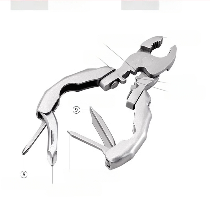 Internet celebrity mini multifunkcionalna kliješta s kornjačom od nehrđajućeg čelika 9 u 1 višenamjenska kliješta odvijač prijenosni EDC alat otvarač za boce