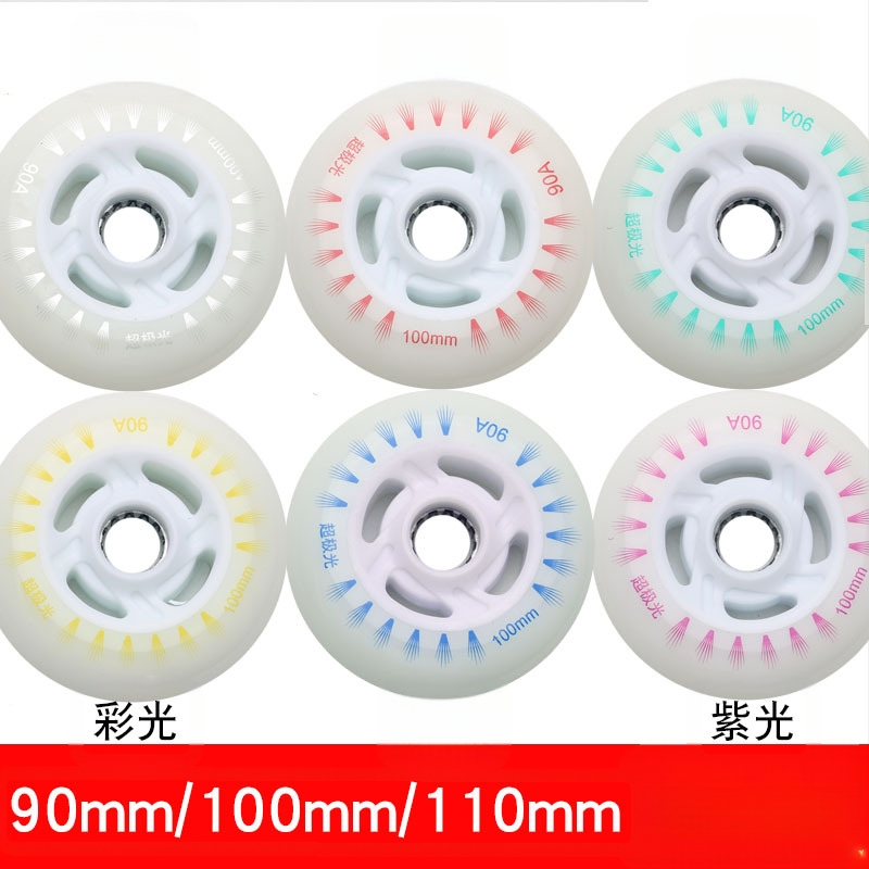 Riedučiai vaikams, šviečiantys ratukai, tiesios eilės, suaugusiųjų riedučiai, PU90, greitasis čiuožimas, 100 mm, 110 mm