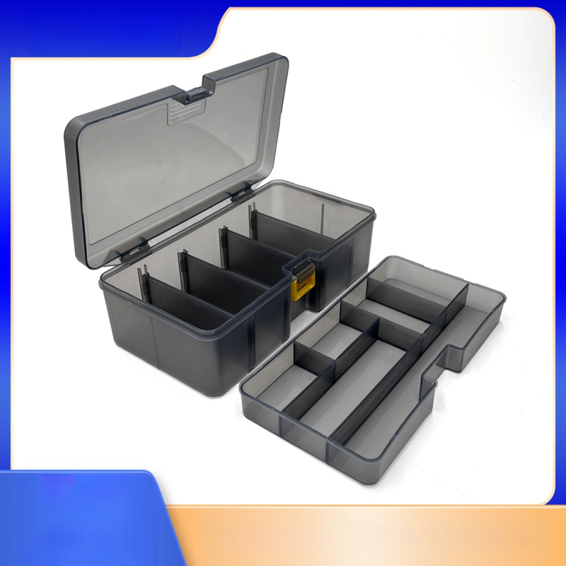 Kétrétegű horgászfelszerelés-tartozékdoboz, csalidoboz, alkatrész-osztályozó tárolódoboz, hamis csalidoboz, nedvességálló horgászfelszerelés-doboz