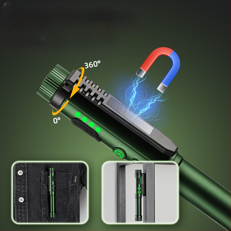 Határokon átnyúló új, ultrafényes, nagy hatótávolságú, kettős fényforrású, kettős mágneses tolllámpa, szárazelemes lítium akkumulátorral működő, univerzális, hordozható zseblámpa