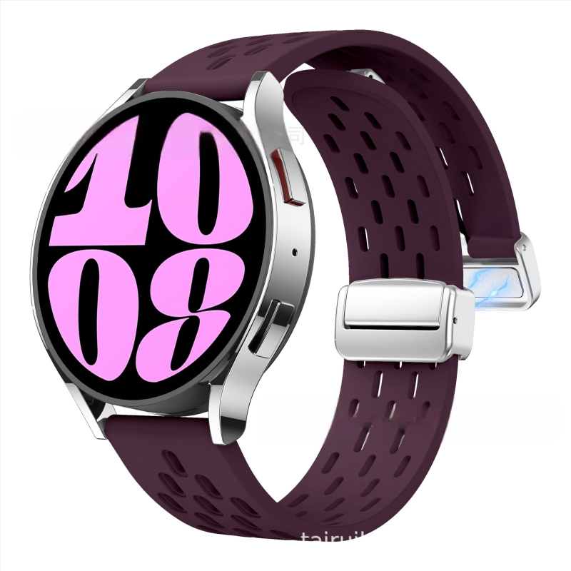 20 mm-es Samsung Watch6 összecsukható mágneses csattal ellátott szilikon óraszíjhoz alkalmas, Huawei Watch GT2 gyorskioldós óraszíjjal