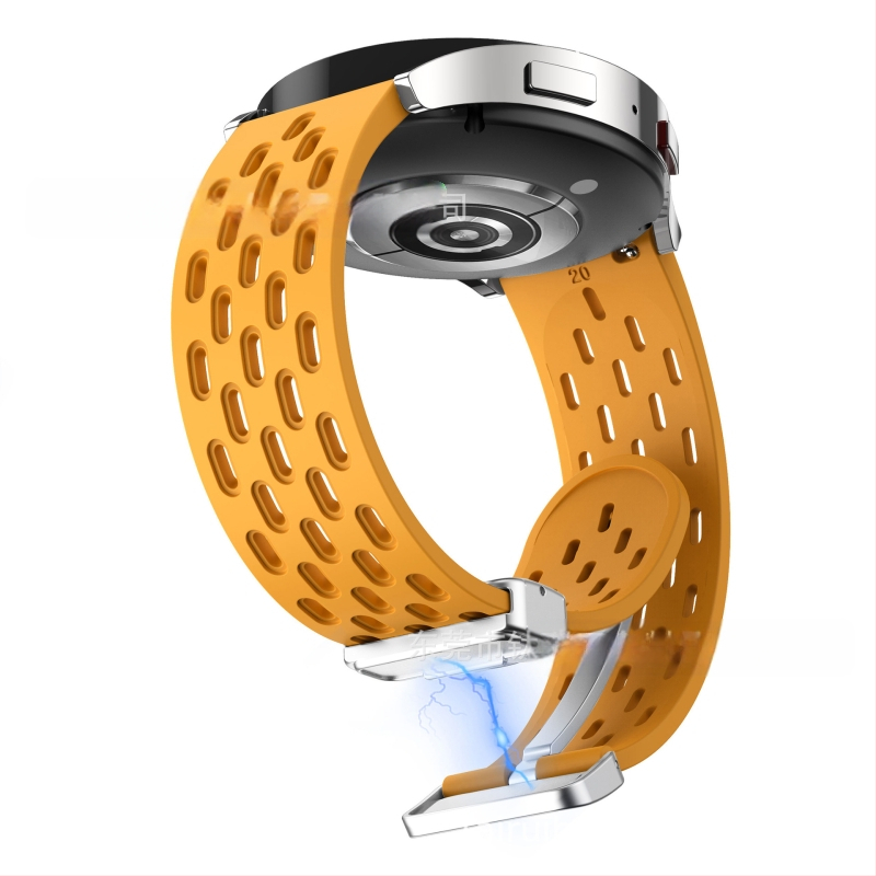 20 mm-es Samsung Watch6 összecsukható mágneses csattal ellátott szilikon óraszíjhoz alkalmas, Huawei Watch GT2 gyorskioldós óraszíjjal