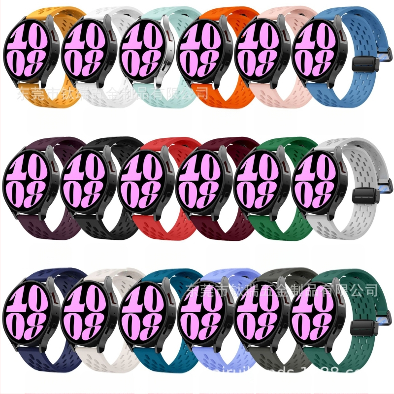 20 mm-es Samsung Watch6 összecsukható mágneses csattal ellátott szilikon óraszíjhoz alkalmas, Huawei Watch GT2 gyorskioldós óraszíjjal