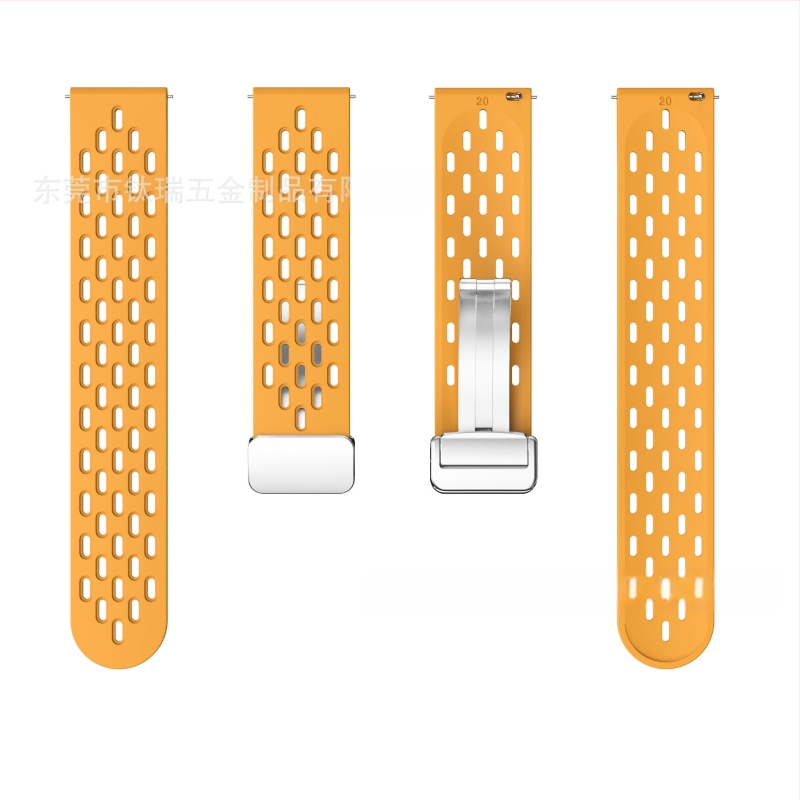 20 mm-es Samsung Watch6 összecsukható mágneses csattal ellátott szilikon óraszíjhoz alkalmas, Huawei Watch GT2 gyorskioldós óraszíjjal