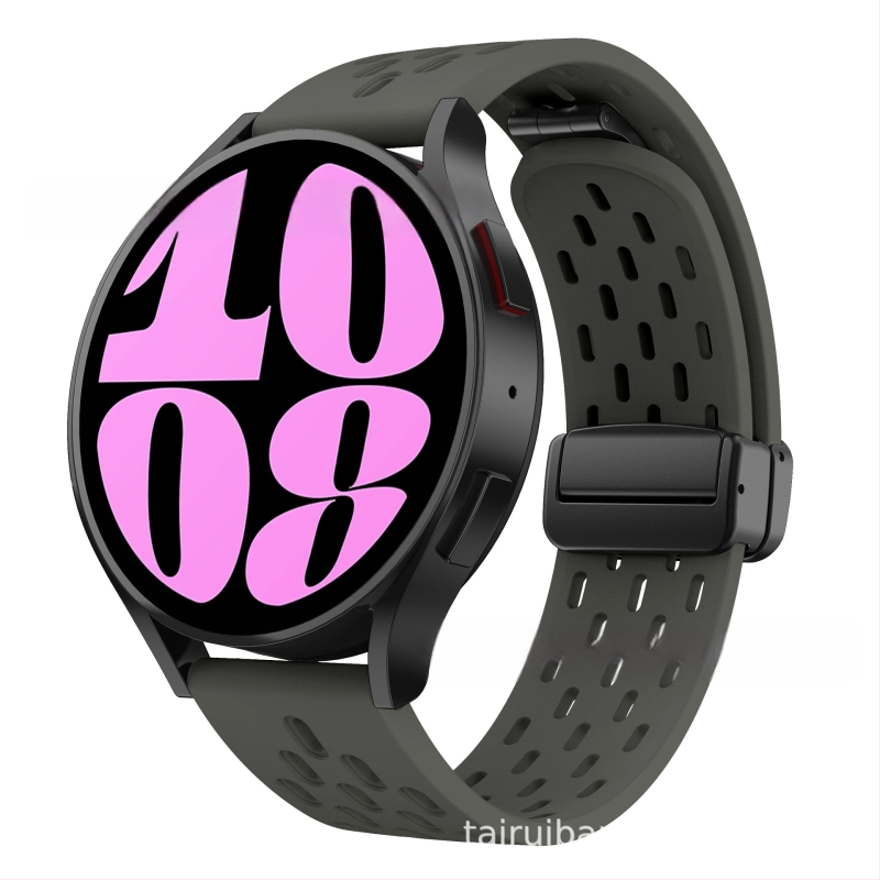 20 mm-es Samsung Watch6 összecsukható mágneses csattal ellátott szilikon óraszíjhoz alkalmas, Huawei Watch GT2 gyorskioldós óraszíjjal