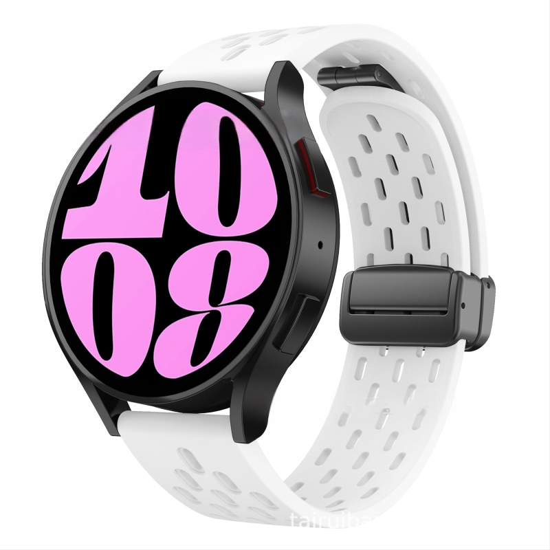 20 mm-es Samsung Watch6 összecsukható mágneses csattal ellátott szilikon óraszíjhoz alkalmas, Huawei Watch GT2 gyorskioldós óraszíjjal