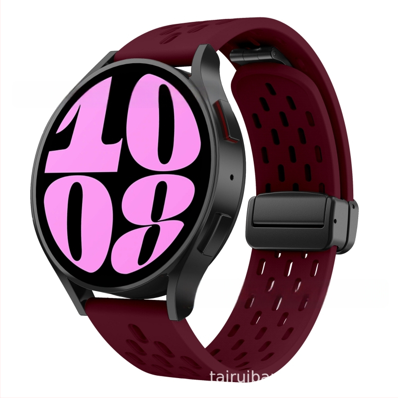 20 mm-es Samsung Watch6 összecsukható mágneses csattal ellátott szilikon óraszíjhoz alkalmas, Huawei Watch GT2 gyorskioldós óraszíjjal