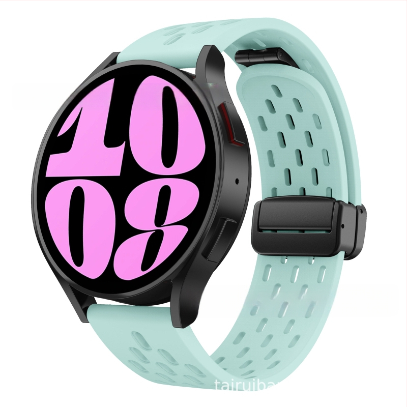 20 mm-es Samsung Watch6 összecsukható mágneses csattal ellátott szilikon óraszíjhoz alkalmas, Huawei Watch GT2 gyorskioldós óraszíjjal