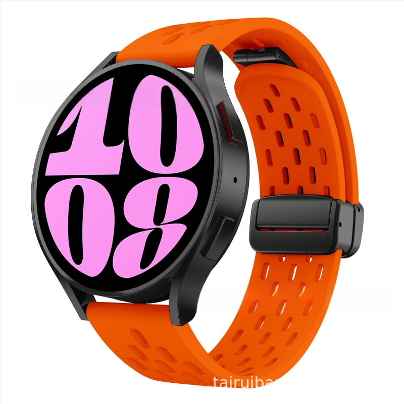 20 mm-es Samsung Watch6 összecsukható mágneses csattal ellátott szilikon óraszíjhoz alkalmas, Huawei Watch GT2 gyorskioldós óraszíjjal